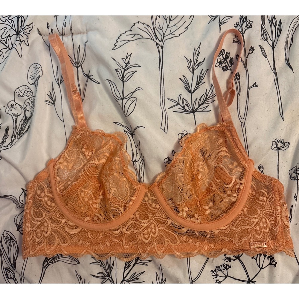 Rachel Roy Light Orange Lace Longline Underwire Demi Bra, 34B